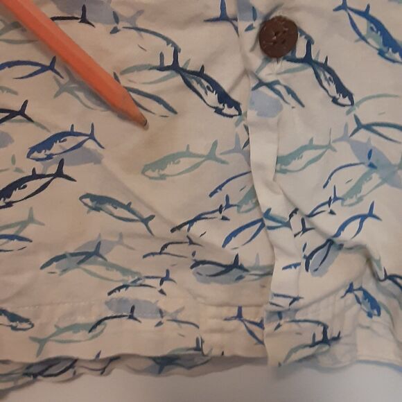 L.L. Bean Shirt Men's Size L Traditional Fit Short Sleeve Button Up Fish White - Picture 4 of 9